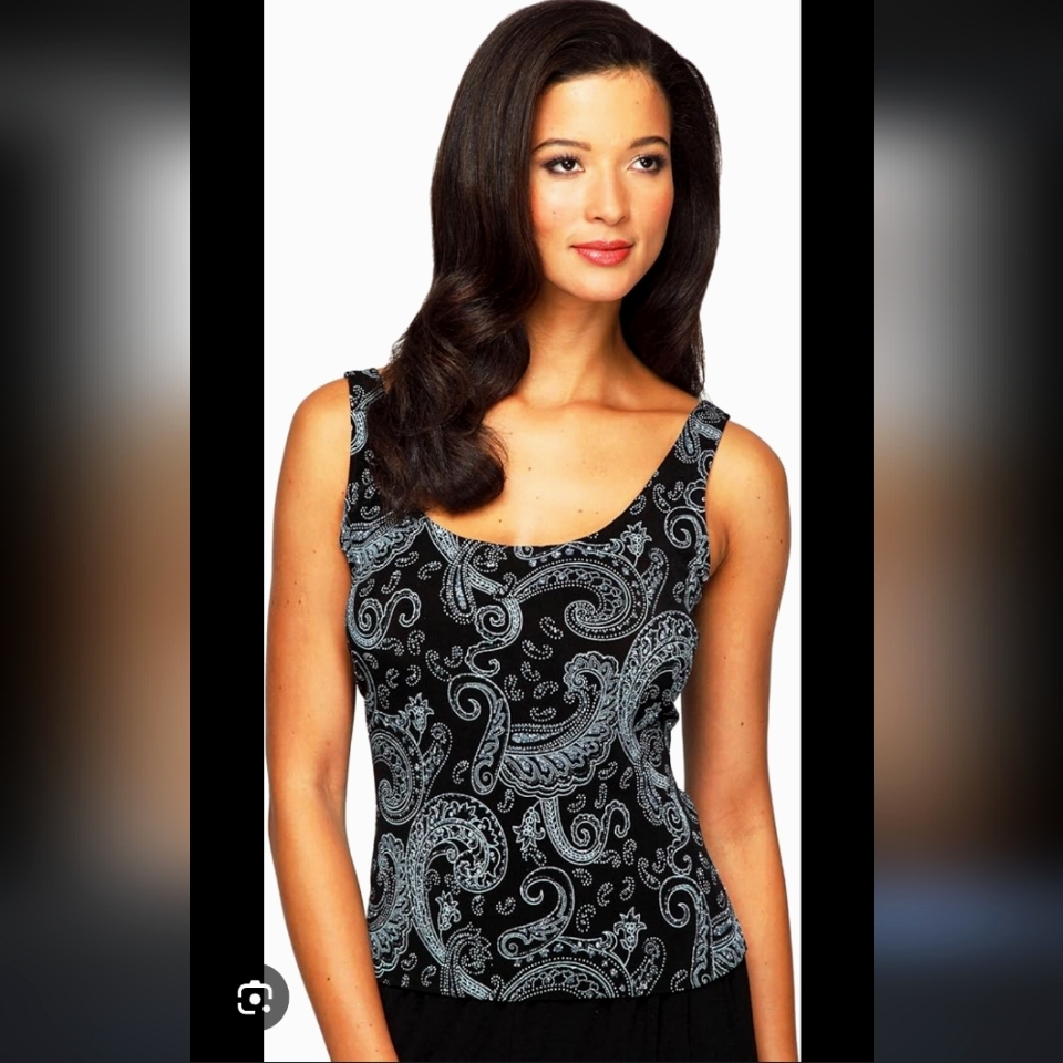 Alex Evenings Midnight Blue Sparkling Paisley Blouse